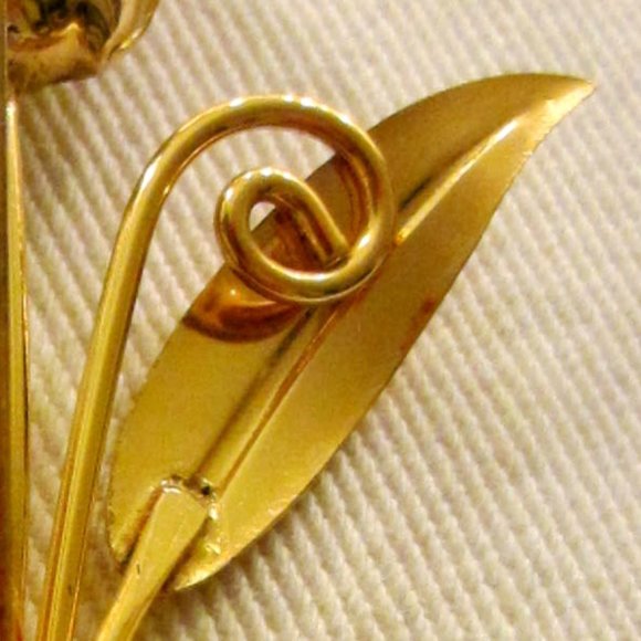 Sterling Craft Tulip Golden Bouquet Flower Brooch - Picture 7 of 9